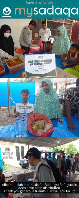 Located in Immigration Office of Lhokseumawe 60 pax of hot meals was distributed to the Rohingya refugees. Jazakumullah khairan friends!